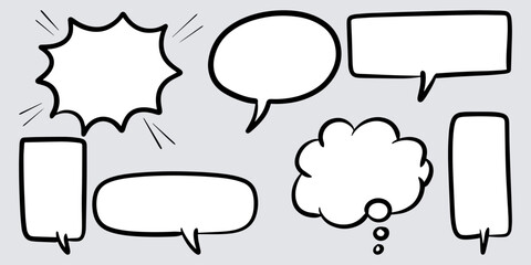 Doodle sketch style of speech bubbles hand drawn illustration. for concept design.