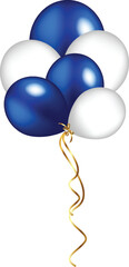 Blue and white balloons flying up, realistic vector