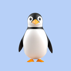 Cartoon character penguin on a blue background
