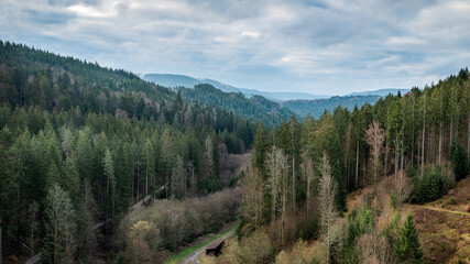 Fototapeta na wymiar View from the Schwarzenbach dam in the Black Forest, Germany