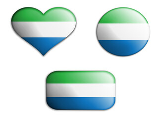 colorful national art flag of sierra leone figures bottoms on a white background . concept collage. 3d illustration.