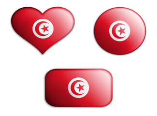 Obraz premium colorful national art flag of tunisia figures bottoms on a white background . concept collage. 3d illustration.
