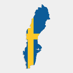 sweden map with flag on gray background