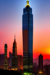 Naklejka premium the tallest building in the modern city - generative ai