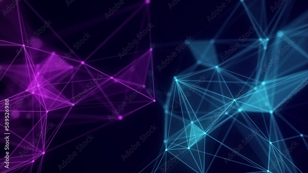 Aufkleber Double network connection structure. Science background. Abstract digital background. Big data visualization. 3d rendering.