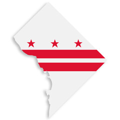 Washington DC flag map on white background 3d illustration with clipping path
