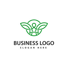 People leaf line art logo.