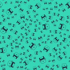 Black Armchair icon isolated seamless pattern on green background. Vector