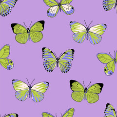 Colourful butterflies seamless pattern for summer fabric, stationery, wallpaper or print material.