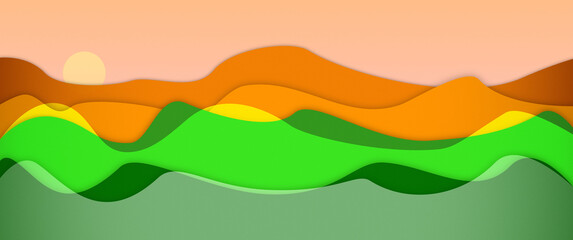 Obraz premium illustrazione poster con panorama astratto, decorazione da parete arte contemporanea