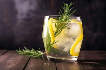 Banner. Summer drink with lemon 