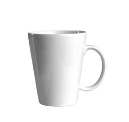 White cup. Side view. Isolate. Mockup template