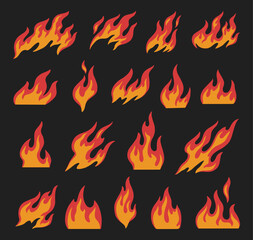 Fire flat set emblems colorful