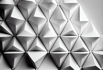 Light Modern Surface with Tetrahedrons. White, Three-Dimensional 3d Texture. Generative AI