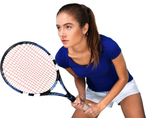 Young woman tennis player  holding her racket