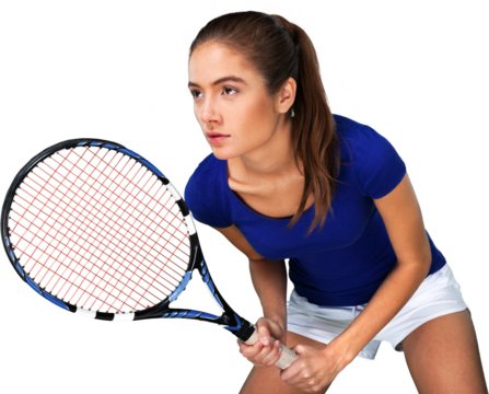 Young woman tennis player  holding her racket