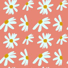 Obraz premium daisy seamless pattern for fashion graphics on pink background. trend spring summer print optimist positive inspiration motivation