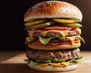hamburger on black