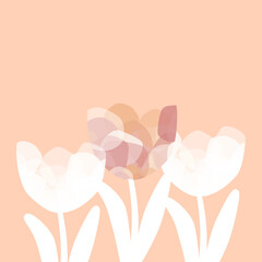 spring flowers background, illustration of tulips, spring flower design, spring card design, ideal background in spring season, space for text, aesthetic background with tulips