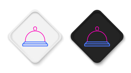 Line Covered with a tray of food icon isolated on white background. Tray and lid sign. Restaurant cloche with lid. Colorful outline concept. Vector