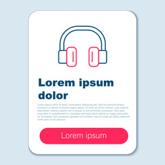 Line Headphones icon isolated on grey background. Earphones. Concept for listening to music, service, communication and operator. Colorful outline concept. Vector