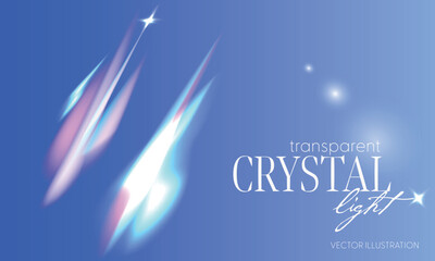 transparent light rainbow crystal on a blue background. Vector illustration