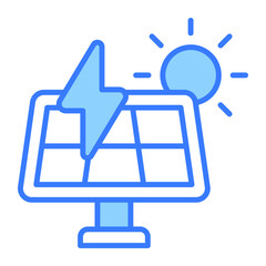 Solar panel and sun showing concept icon of solar energy, renewable energy icon