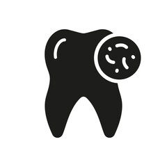 Tooth Bacteria Glyph Pictogram. Oral Virus Problem. Microbe and Infection on Tooth Silhouette Icon. Dental Treatment Solid Sign. Dentistry Symbol. Isolated Vector Illustration