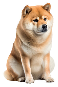 Sad sitting Shiba Inu dog on transparent background	. Generative AI	

