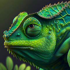 green lizard on a branch