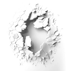 hole in the white wall isolated on white background