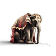 elephant of circus isolated on white background