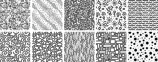 collection of ten abstract doodle pattern