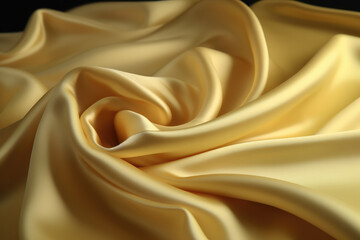 Realistic satin silk in soft yellow color, smooth and shiny appearance, luxurious look.