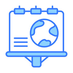 World globe on advertisement board denoting vector design of ecology advertisement in modern style, world earth day icon