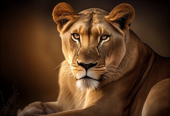 A majestic lioness poses for a photo. Generative AI