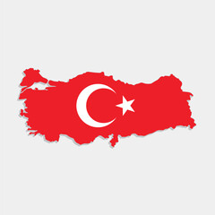 turkey map with flag on gray background