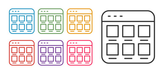 Set line Online shopping on screen icon isolated on white background. Concept e-commerce, e-business, online business marketing. Set icons colorful. Vector