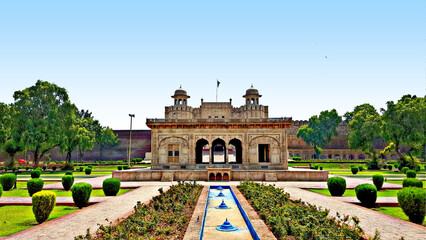 Hazuri Bagh, Lahore Fort - April, 22, 2018: Pakistan, is a garden built by Ranjit Singh in 1818 to...