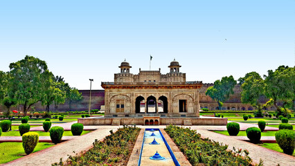 Hazuri Bagh, Lahore Fort - April, 22, 2018: Pakistan, is a garden built by Ranjit Singh in 1818 to celebrate his capture of the Koh-i-Noor diamond from Shuja Shah Durrani in 1813.