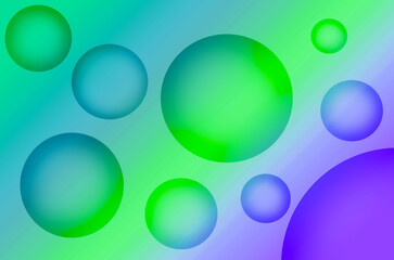 Gradient Blue and Green Colored 3D Various Sized Spheres Symbolized the Solar System