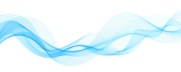 Abstract Background with Transparent Light Blue Wave Line on White Backdrop. Creative Line Art for Design of Covers, Banners, Flyers, Landing Pages.