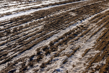 agricultural field for planting plants in winter