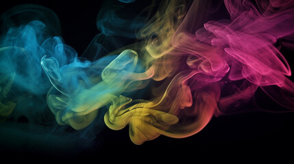 Obraz premium colored smoke on a black background. selective focus, art Generative AI,