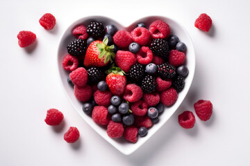 Wild Berries Fruit in Healthy Heart Shaped Bowl