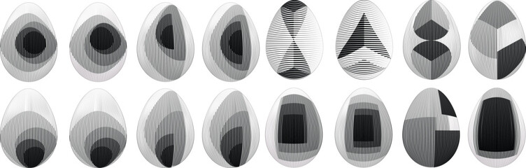 Easter Egg Design. Vector oval shape. Ornament Easter eggs set.