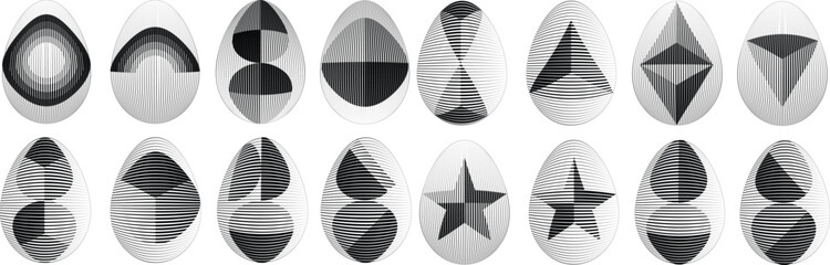 Easter Egg Design. Vector oval shape. Ornament Easter eggs set.