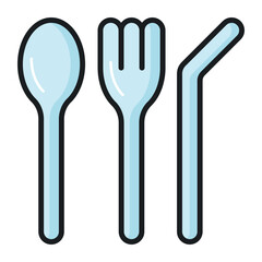 Reusable utensils vector design in modern style, isolated on white background