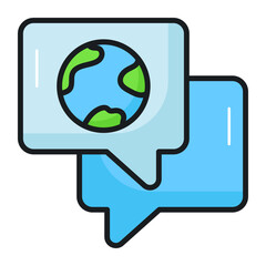 World globe on chat bubble denoting vector of eco conversation, premium design