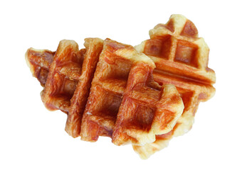 Pair of Croffles, Tasty Hybrid Puff Pastry Made by Baking Croissant Dough on Waffle Pan, Transparent Backdrop, PNG file